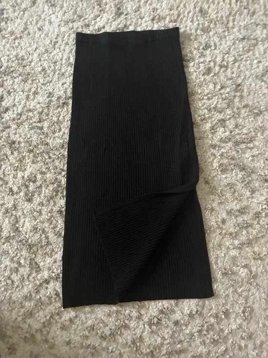Calvin Klein Jeans Black Ribbed Midi Skirt - Picture 1 of 2